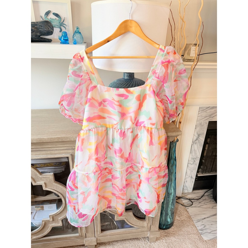 Crosby by Mollie Burch Babydoll Dress Womens Multicolor Large (D1)